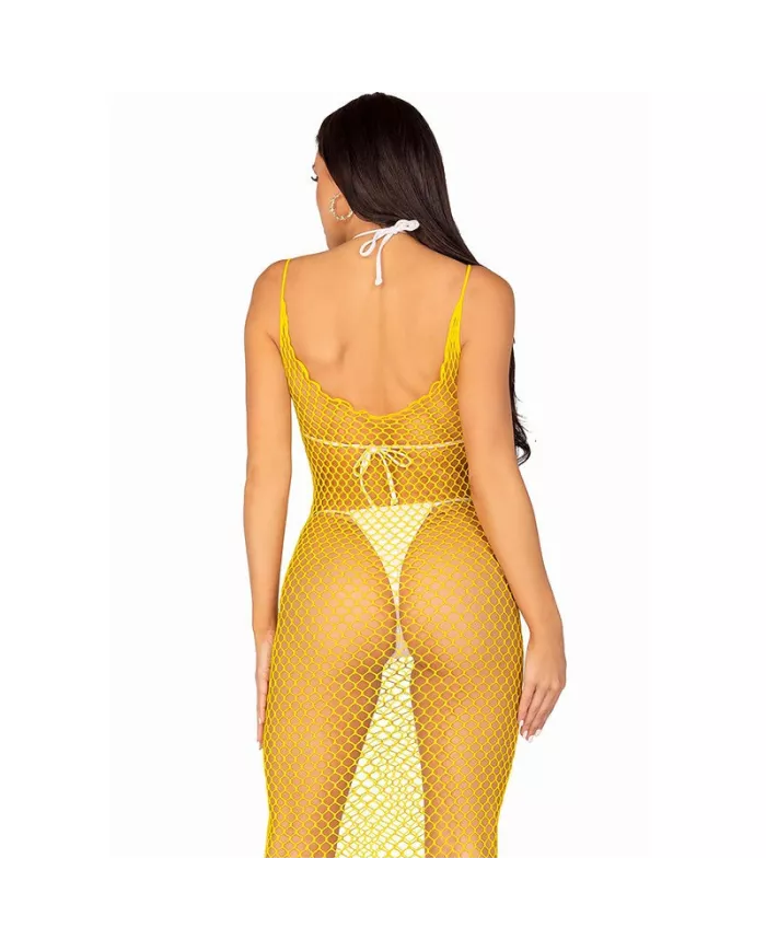 LEG AVENUE - ROBE LONGUE FILET JAUNE TAILLE UNIQUE