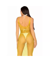 LEG AVENUE - ROBE LONGUE FILET JAUNE TAILLE UNIQUE