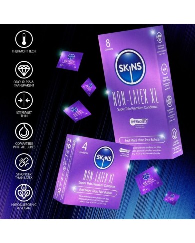 SKINS - PRÉSERVATIFS SANS LATEX, PAQUET DE 4, FORMAT XL