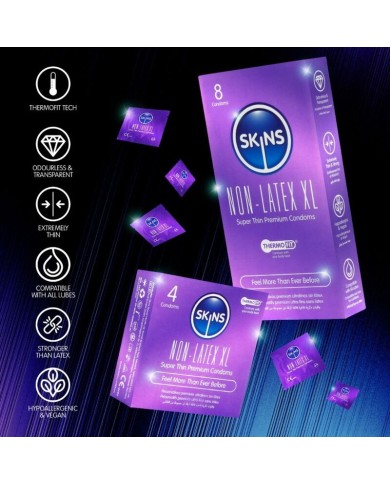 SKINS - PRÉSERVATIFS SANS LATEX PAQUET DE 4, FORMAT XL