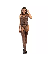 SUBBLIME - 952136 BODYSTOCKING EN RÉSILLE SANS FOURCHE AVEC DÉTAILS FLORAUX ET COL LIEN NOIR TAILLE UNIQUE SUBBLIME - 952136 BODYSTOCKING EN RÉSILLE SANS FOURCHE AVEC DÉTAILS FLORAUX ET COL LIEN NOIR TAILLE UNIQUE