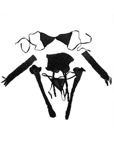 SUBBLIME - 952174 BODYSTOCKING RESILLE AVEC GANTS ET DIAMANTS NOIR TAILLE UNIQUE SUBBLIME - 952174 BODYSTOCKING RESILLE AVEC GANTS ET DIAMANTS NOIR TAILLE UNIQUE