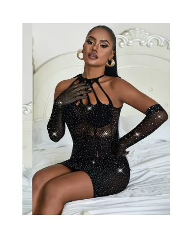 SUBBLIME - 952235 ROBE RÉSEILLE AVEC STRASS NOIR TAILLE UNIQUE