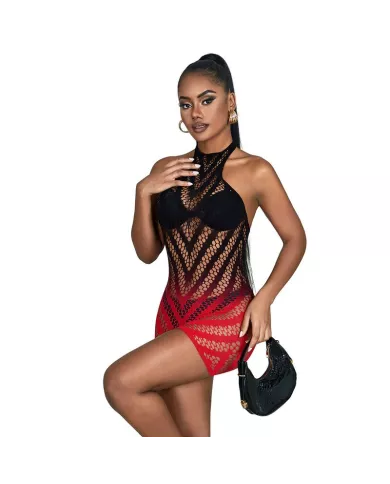 SUBBLIME - 952242 ROBE RÉSILLE ÉLASTIQUE DÉGRADÉ ROUGE ET NOIR TAILLE UNIQUE