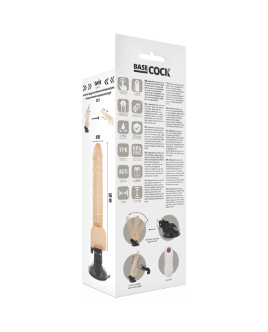 BASECOCK - VIBRATEUR RÉALISTE TÉLÉCOMMANDE NATUREL AVEC TESTICULES19.5 CM -O- 4 CM