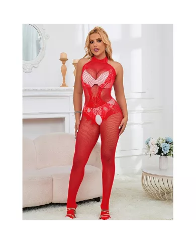 SUBBLIME - 952372 BODYSTOCKING RÉSILLE ET DENTELLE SANS FOURRURE COL MONTANT ROUGE TAILLE UNIQUE SUBBLIME - 952372 BODYSTOCKING RÉSILLE ET DENTELLE SANS FOURRURE COL MONTANT ROUGE TAILLE UNIQUE