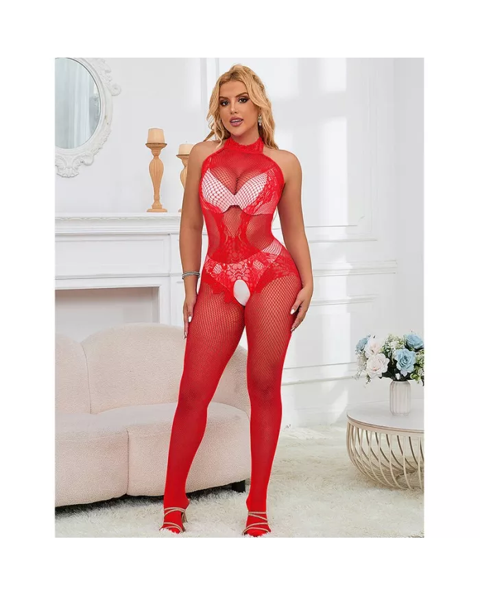 SUBBLIME - 952372 BODYSTOCKING RÉSILLE ET DENTELLE SANS FOURRURE COL MONTANT ROUGE TAILLE UNIQUE SUBBLIME - 952372 BODYSTOCKING RÉSILLE ET DENTELLE SANS FOURRURE COL MONTANT ROUGE TAILLE UNIQUE