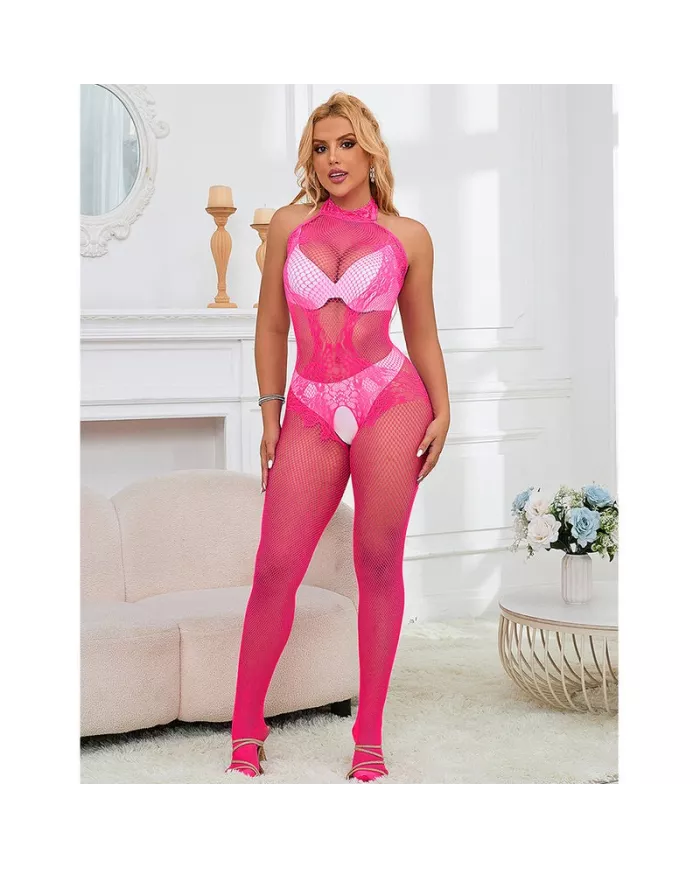 SUBBLIME - 952389 BODYSTOCKING RÉSILLE ET DENTELLE SANS FOURRURE AVEC COL MONTANT ROSE TAILLE UNIQUE SUBBLIME - 952389 BODYSTOCKING RÉSILLE ET DENTELLE SANS FOURRURE AVEC COL MONTANT ROSE TAILLE UNIQUE