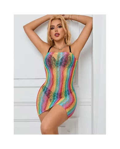 SUBBLIME - 952457 ROBE RÉSEILLE SANS MANCHES ÉPAULES DÉNUDÉES ARC-EN-CIEL TAILLE UNIQUE