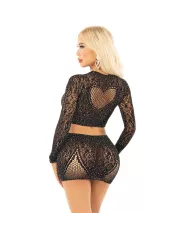 LEG AVENUE - JUPE COURTE ET MINI-JUPE EN FILET BRILLANT NOIR