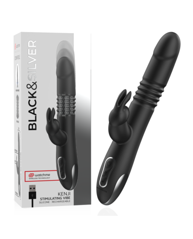 BLACK&SILVER - KENJI VIBROMASSEUR RABBIT UP & DOWN + TÉLÉCOMMANDE WATCHME