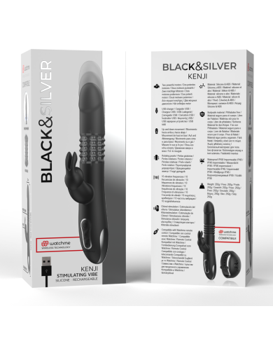 BLACK&SILVER - KENJI VIBROMASSEUR RABBIT UP & DOWN + TÉLÉCOMMANDE WATCHME