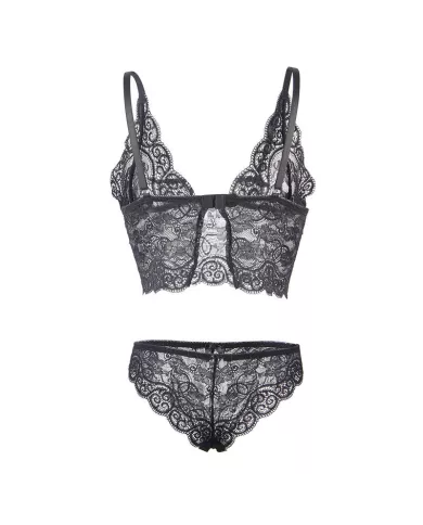 SUBBLIME - 953911 CHEMISIER DE NUIT EN SOIE ET DENTELLE + CULOTTE NOIRE S/M