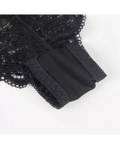 SUBBLIME - 953911 CHEMISIER DE NUIT EN SOIE ET DENTELLE + CULOTTE NOIRE S/M