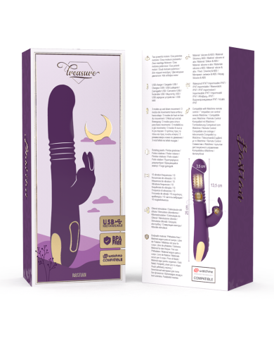 TREASURE - BASTIAN VIBROMASSEUR RABBIT UP & DOWN ROTATIF ET VIBRANT + TÉLÉCOMMANDE WATCHME