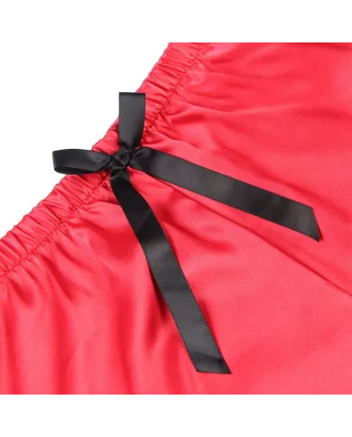 SUBBLIME - 953959 CHEMISE DE NUIT DÉCONTRACTÉE EN SOIE + PANTALON EN DENTELLE NOIR/ROUGE S/M