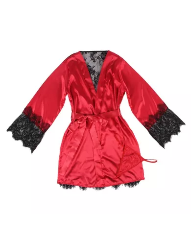 SUBBLIME - 954017 CARACO DOS TRANSPARENT EN DENTELLE + STRING ROUGE/NOIR S/M