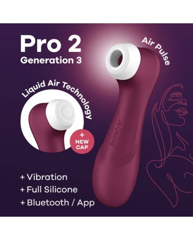 SATISFYER - PRO 2 GENERACIÓN 3 VIN ROUGE BLUETOOTH ET APPLICATION