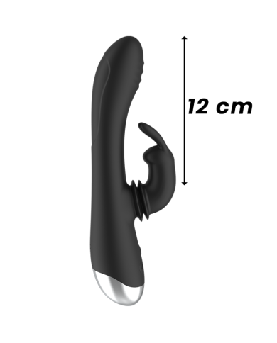 BLACK&SILVER - DJ. STIMULATEUR DE LAPIN RECHARGEABLE EN SILICONE ADAM NOIR