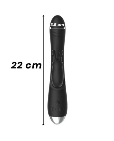 BLACK&SILVER - DJ. STIMULATEUR DE LAPIN RECHARGEABLE EN SILICONE ADAM NOIR