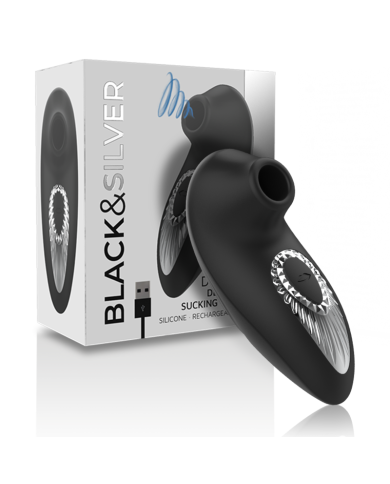 BLACK&SILVER - DRAKE DELUXE SUCKING VIBE RECHARGEABLE SILICONE NOIR
