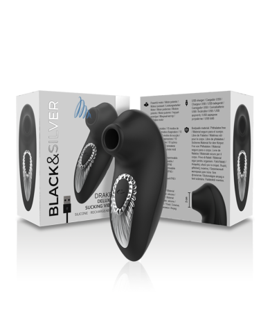 BLACK&SILVER - DRAKE DELUXE SUCKING VIBE RECHARGEABLE SILICONE NOIR
