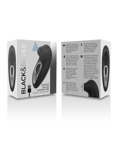 BLACK&SILVER - DRAKE DELUXE SUCKING VIBE RECHARGEABLE SILICONE NOIR