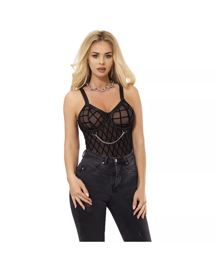 SUBBLIME - 9542277 BODY AVEC CHAÎNES + PORTE-JARRETELLES NOIR L/XL