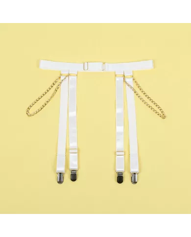 SUBBLIME - 954284 BODY AVEC CHAÎNES + PORTE-JARRETELLES BLANC S/M