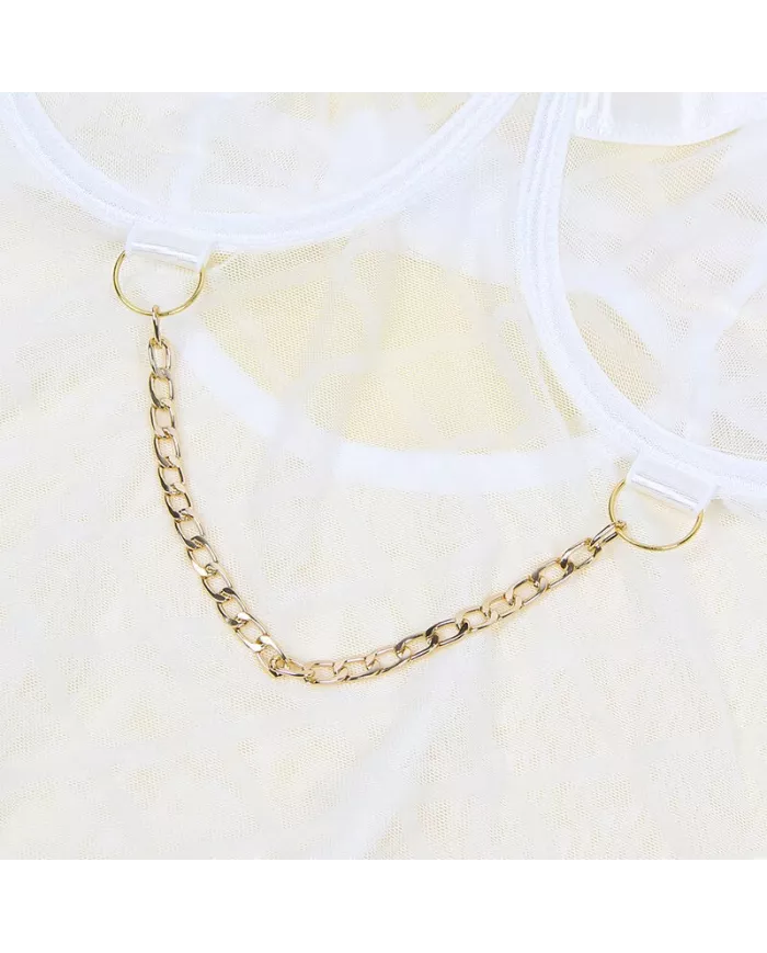 SUBBLIME - 954291 BODY AVEC CHAÎNES + PORTE-JARRETELLES BLANC L/XL SUBBLIME - 954291 BODY AVEC CHAÎNES + PORTE-JARRETELLES BLANC L/XL