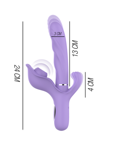 INTENSE - BILLIE VIBRATEUR À ASPIRATION RECHARGEABLE MULTIFONCTIONNEL AVEC BOUTON POUSSOIR VIOLET