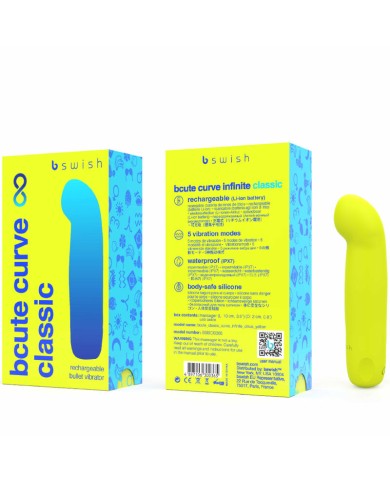 B SWISH - VIBRATEUR EN SILICONE RECHARGEABLE BCUTE CURVE INFINITE CLASSIC JAUNE