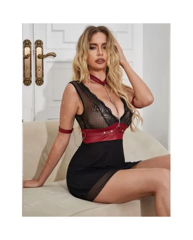 SUBBLIME - 954437 ROBE BONDAGE EN DENTELLE NOIRE L/XL