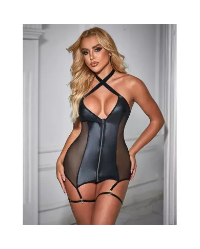 SUBBLIME - 954451 ROBE SEXY EN MAILLE CUIR NOIR L/XL