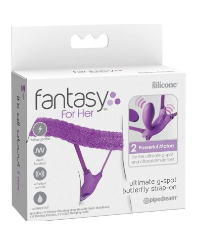 FANTASY FOR HER - HARNAIS PAPILLON G-SPOT AVEC VIBRATEUR, RECHARGEABLE ET TÉLÉCOMMANDE VIOLET