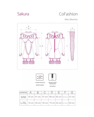 LIVCO CORSETTI FASHION - COMBINAISON SAKURA CF 90357 + GANTS LONGS + PORTE-JARRETELLES NOIR L/XL