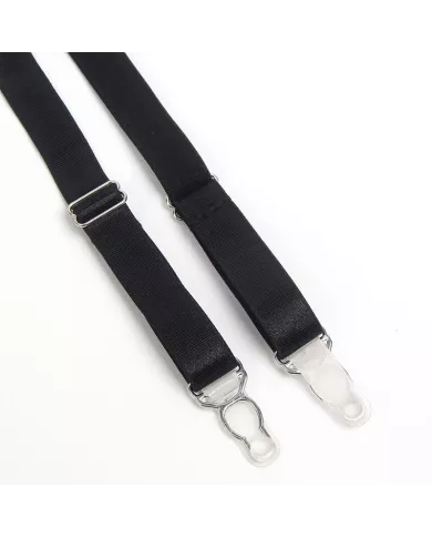 SUBBLIME - 955236 ENSEMBLE SOUTIEN-GORGE BONDAGE NOIR AVEC JARRETELLE S/M