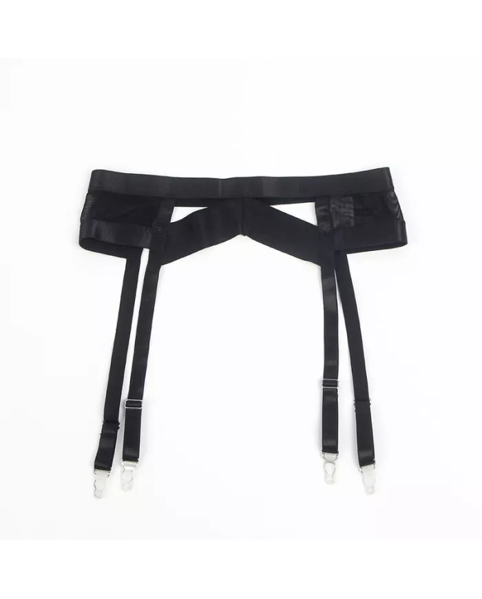 SUBBLIME - 955243 ENSEMBLE SOUTIEN-GORGE BONDAGE NOIR AVEC JARRETELLE L/XL