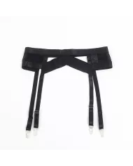 SUBBLIME - 955243 ENSEMBLE SOUTIEN-GORGE BONDAGE NOIR AVEC JARRETELLE L/XL