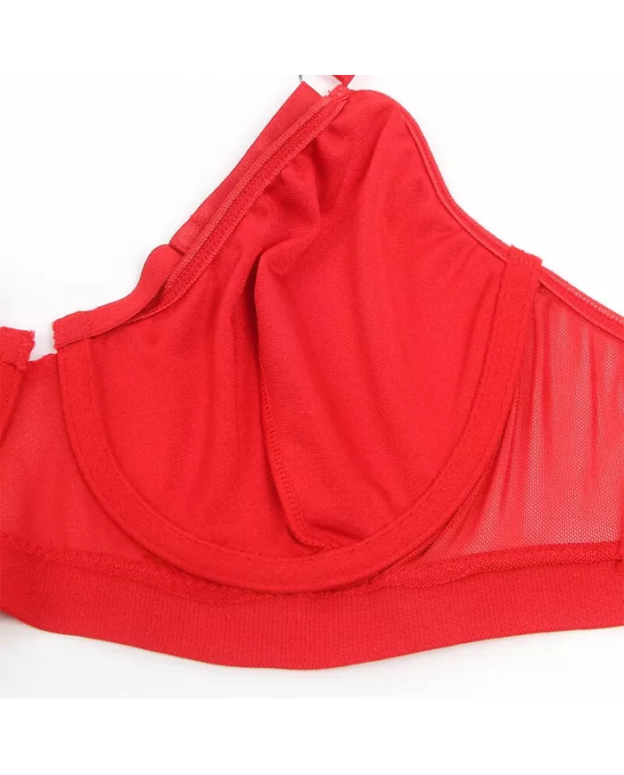 SUBBLIME - 955267 ENSEMBLE SOUTIEN-GORGE BONDAGE ROUGE AVEC JARRETELLE L/XL