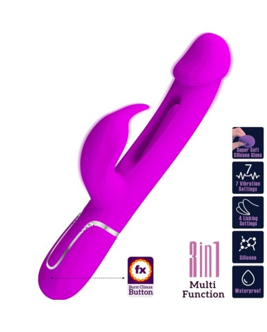 PRETTY LOVE - VIBRATEUR DEJON RABBIT 3 EN 1 MULTIFONCTION FUCSIA