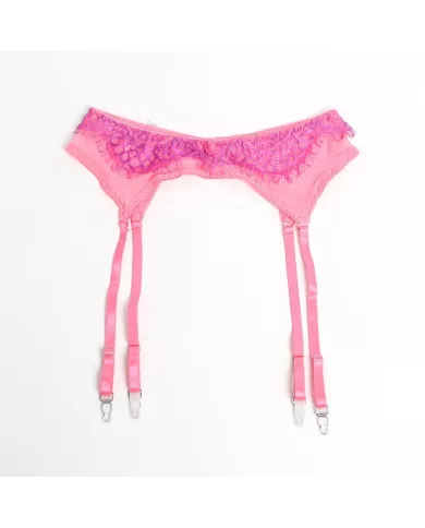 SUBBLIME - 955359 ENSEMBLE SOUTIEN-GORGE AVEC DENTELLE ET LIENS JARRETELLES ROSE ET VIOLET S/M