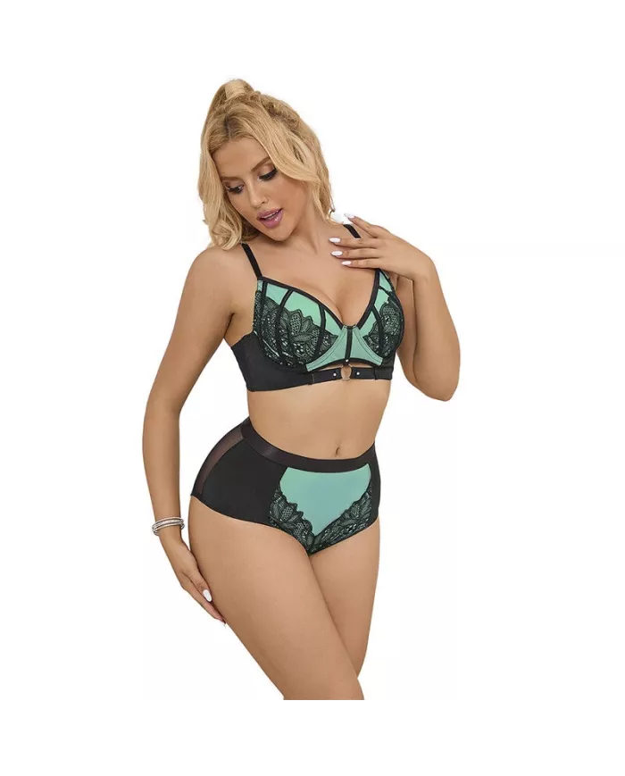 SUBBLIME - 955557 ENSEMBLE SOUTIEN-GORGE EN CUIR VERNI VERT AVEC FERMETURE ÉCLAIR S/M SUBBLIME - 955557 ENSEMBLE SOUTIEN-GORGE EN CUIR VERNI VERT AVEC FERMETURE ÉCLAIR S/M