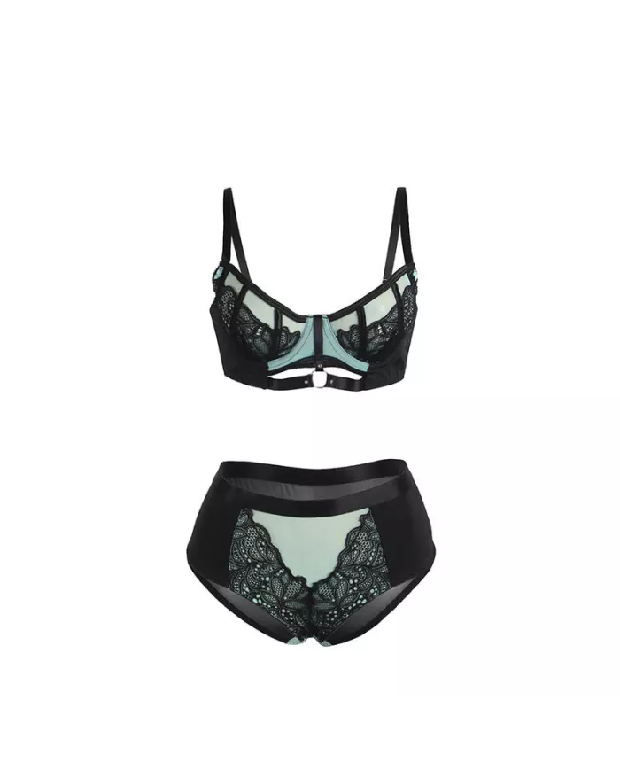 SUBBLIME - 955557 ENSEMBLE SOUTIEN-GORGE EN CUIR VERNI VERT AVEC FERMETURE ÉCLAIR S/M SUBBLIME - 955557 ENSEMBLE SOUTIEN-GORGE EN CUIR VERNI VERT AVEC FERMETURE ÉCLAIR S/M