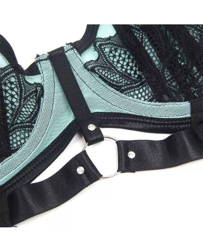 SUBBLIME - 955557 ENSEMBLE SOUTIEN-GORGE EN CUIR VERNI VERT AVEC FERMETURE ÉCLAIR S/M SUBBLIME - 955557 ENSEMBLE SOUTIEN-GORGE EN CUIR VERNI VERT AVEC FERMETURE ÉCLAIR S/M