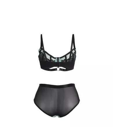 SUBBLIME - 955564 ENSEMBLE SOUTIEN-GORGE À FERMETURE ÉCLAIR EN CUIR VERNI VERT L/XL