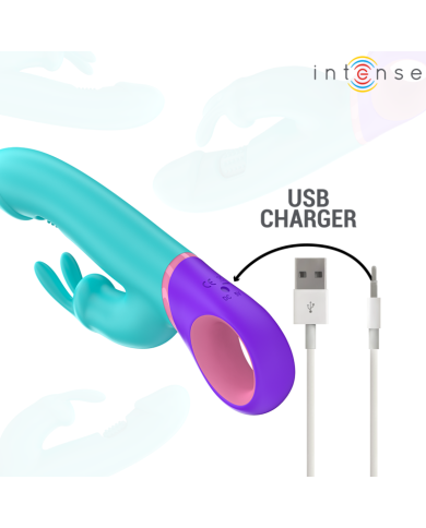 INTENSE - MONICA VIBRATEUR RABBIT AVEC STIMULATEUR DE POINT G ROTATIF BLEU
