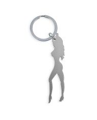 DIABLO PICANTE - PORTE-CLÉS AVEC SILHOUETTE FÉMININE ARGENTÉE AVEC DÉCAPOTEUR