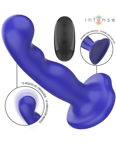 INTENSE - SHORTY VIBRATEUR AVEC VENTOUSE TÉLÉCOMMANDE BLEUE