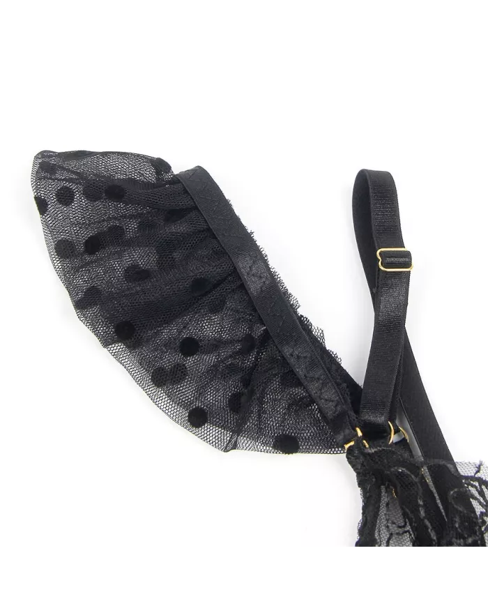 SUBBLIME - 957490 ENSEMBLE SOUTIEN-GORGE ET JARRETELLE EN DENTELLE NOIR L/XL